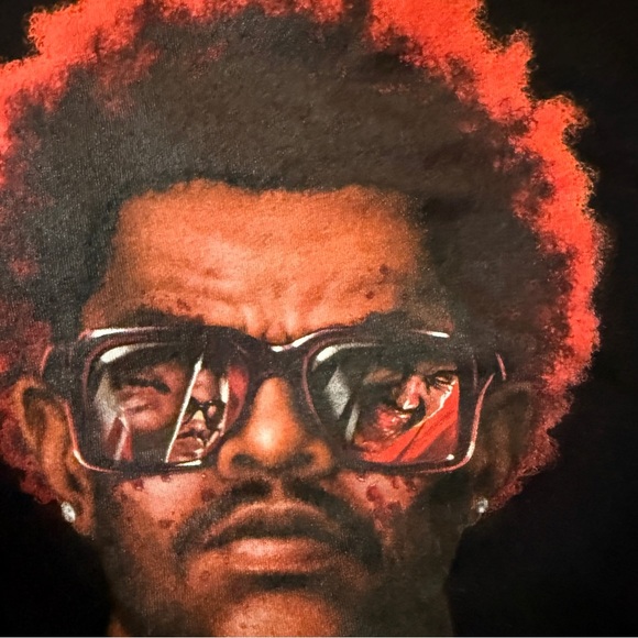 Black T-Shirt with Red Graphic Design - Picture 2 of 6